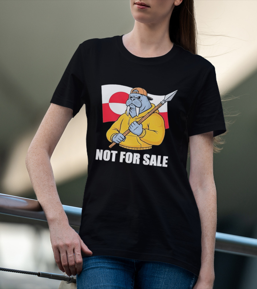 Walrus Holding Spear Greenland Flag Not For Sale T-Shirt