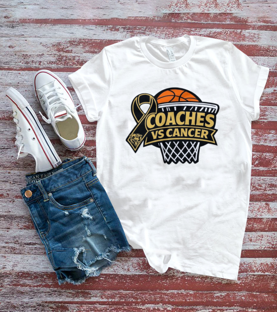 Coaches Vs Cancer Chicago Bears Basketball Ribbon Collaboration T-Shirt