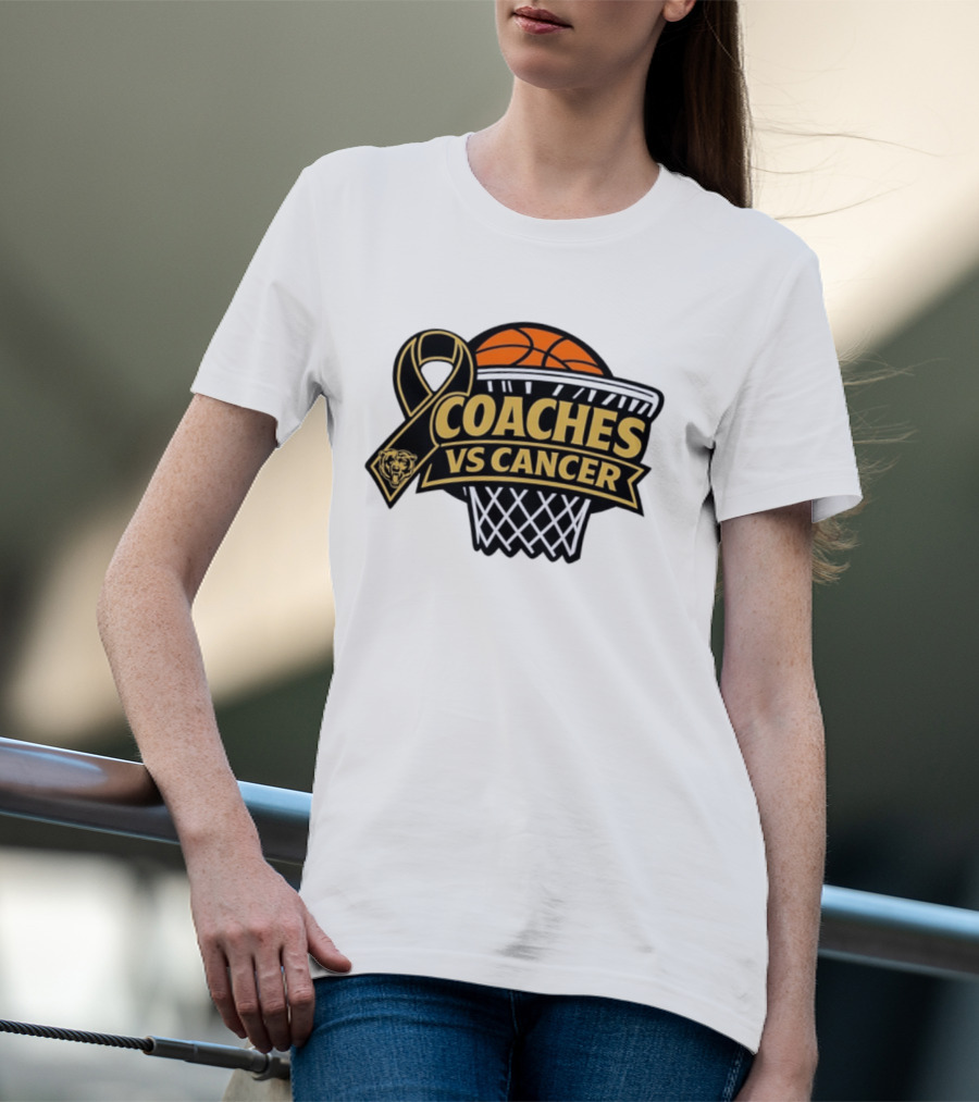 Coaches Vs Cancer Chicago Bears Basketball Ribbon Collaboration T-Shirt
