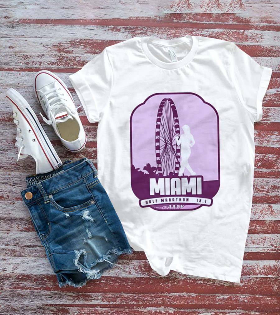 MIAMI Half Marathon 13.1 February 2 2025 Ferris Wheel T-Shirt