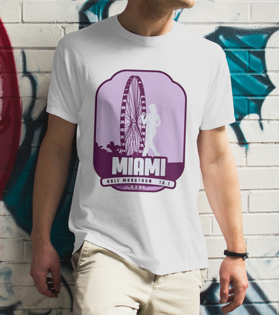 MIAMI Half Marathon 13.1 February 2 2025 Ferris Wheel T-Shirt