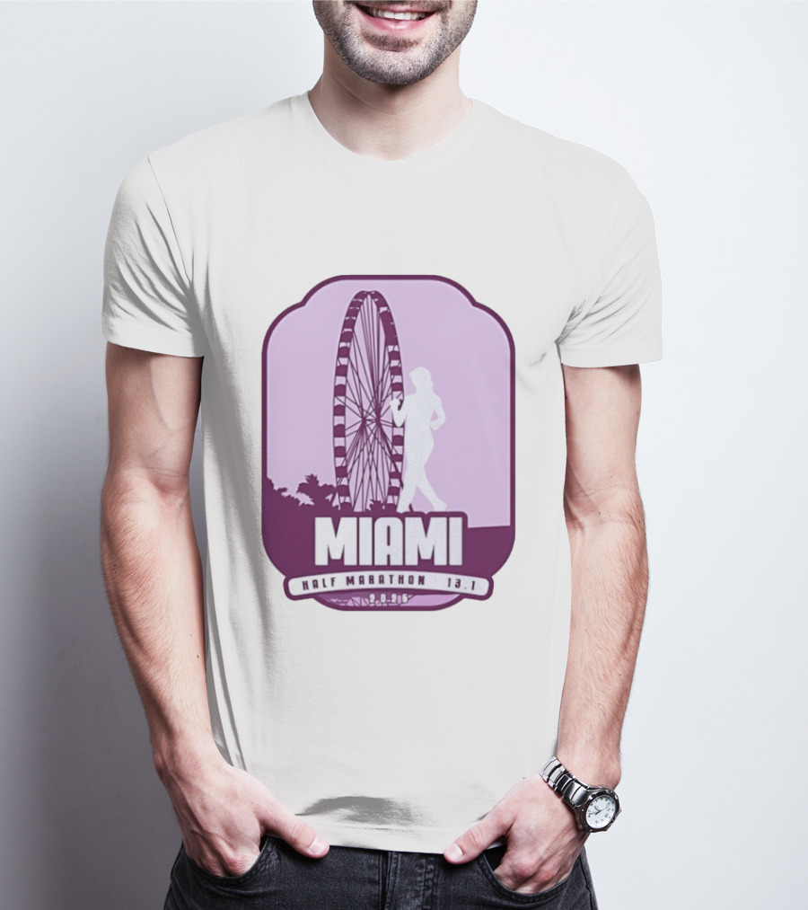MIAMI Half Marathon 13.1 February 2 2025 Ferris Wheel T-Shirt