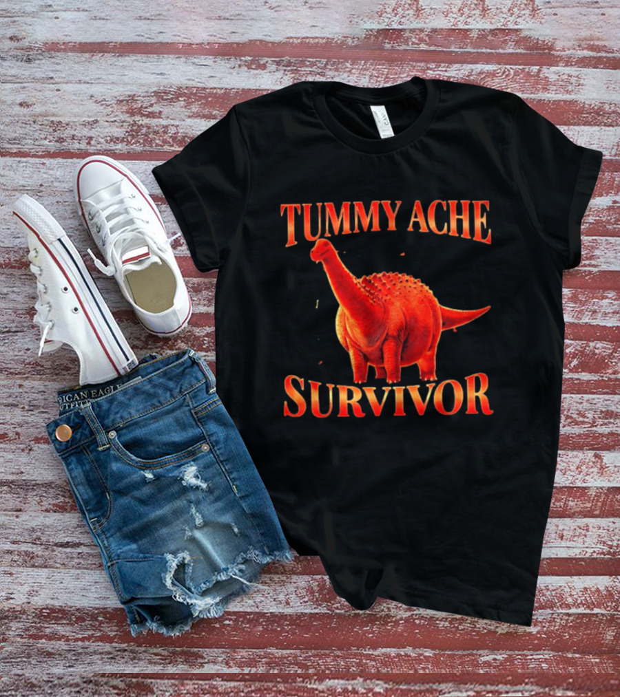 Tummy Ache Survivor Red Apatosaurus T-Shirt