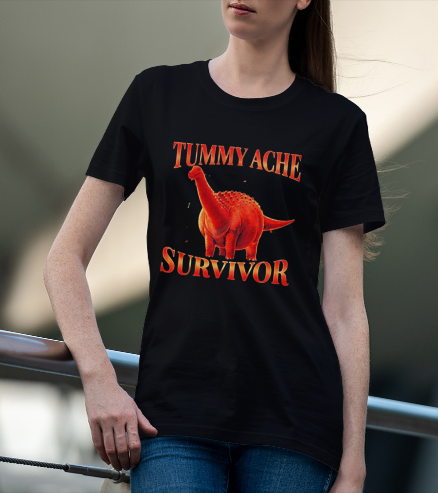 Tummy Ache Survivor Red Apatosaurus T-Shirt