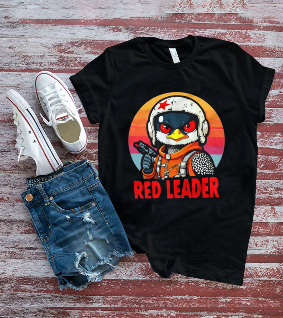 Red Leader Loon Pilot Retro Sunset T-Shirt