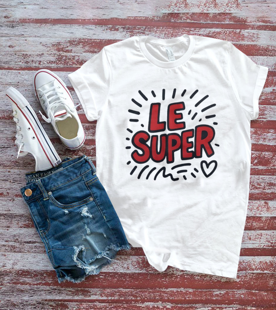 Le Super Text With Doodle Heart And Lines T-Shirt