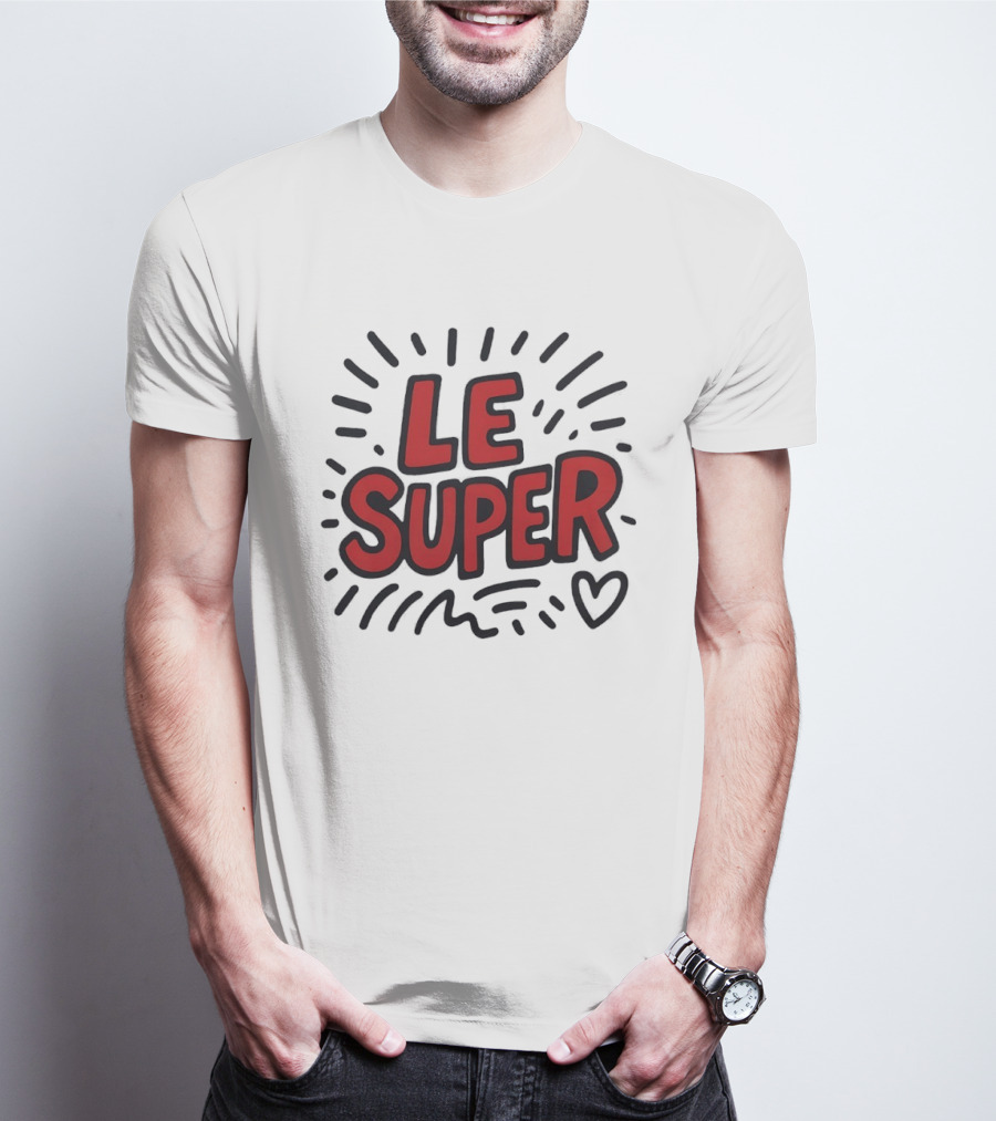 Le Super Text With Doodle Heart And Lines T-Shirt