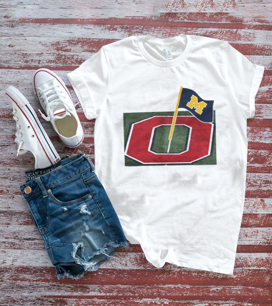 Michigan Flag Planting Ohio Rivalry Symbolic Gesture T-Shirt