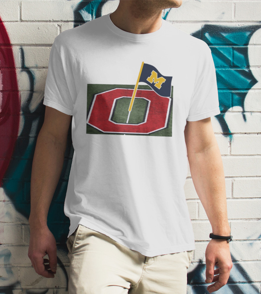 Michigan Flag Planting Ohio Rivalry Symbolic Gesture T-Shirt