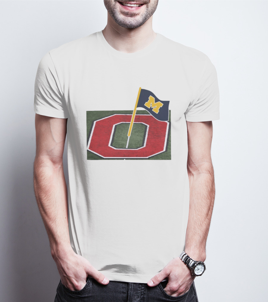 Michigan Flag Planting Ohio Rivalry Symbolic Gesture T-Shirt