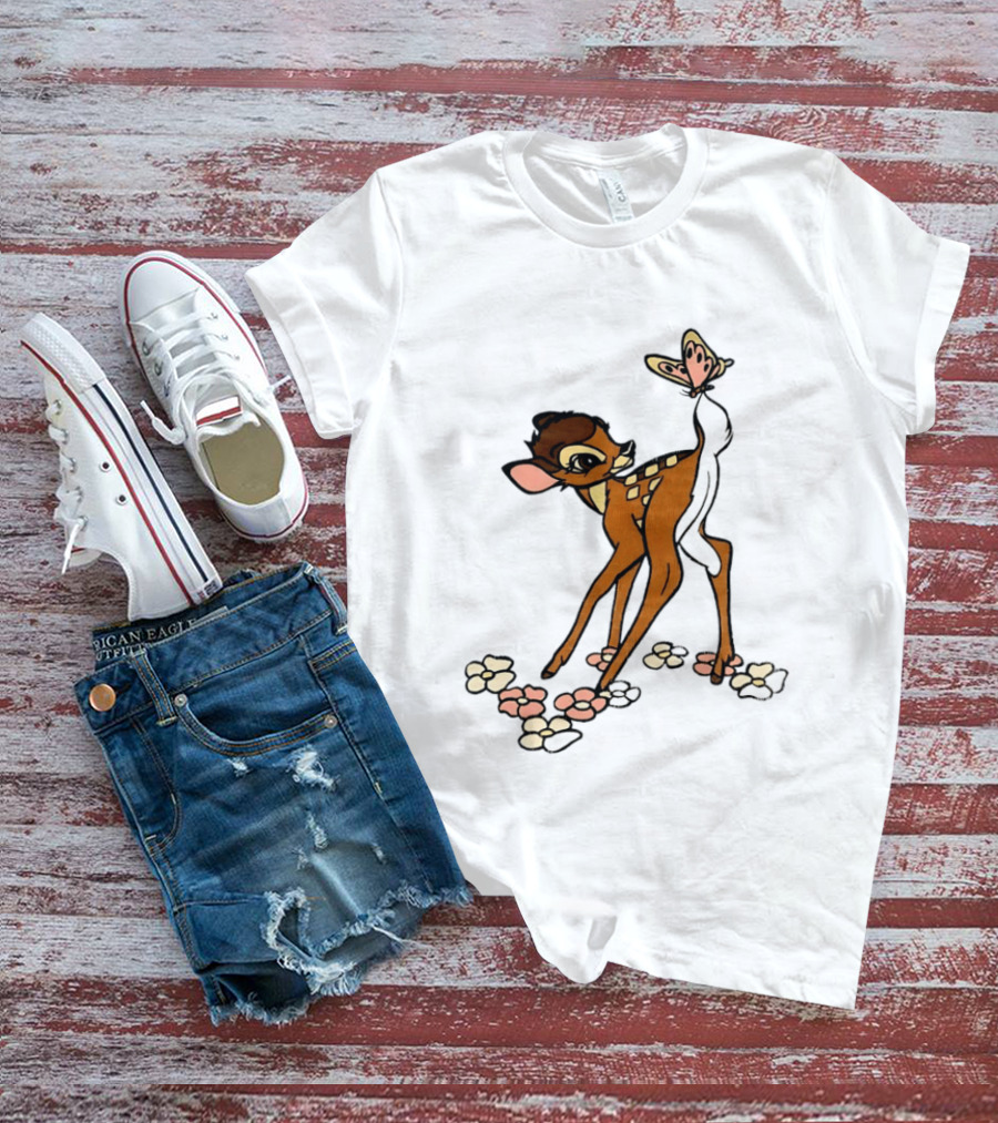 Bambi Baby Deer Butterfly Vintage Disney T-Shirt