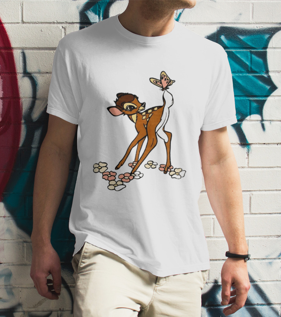 Bambi Baby Deer Butterfly Vintage Disney T-Shirt