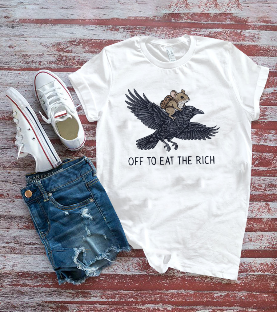 Mouse Riding Raven Off To Eat The Rich T-Shirt