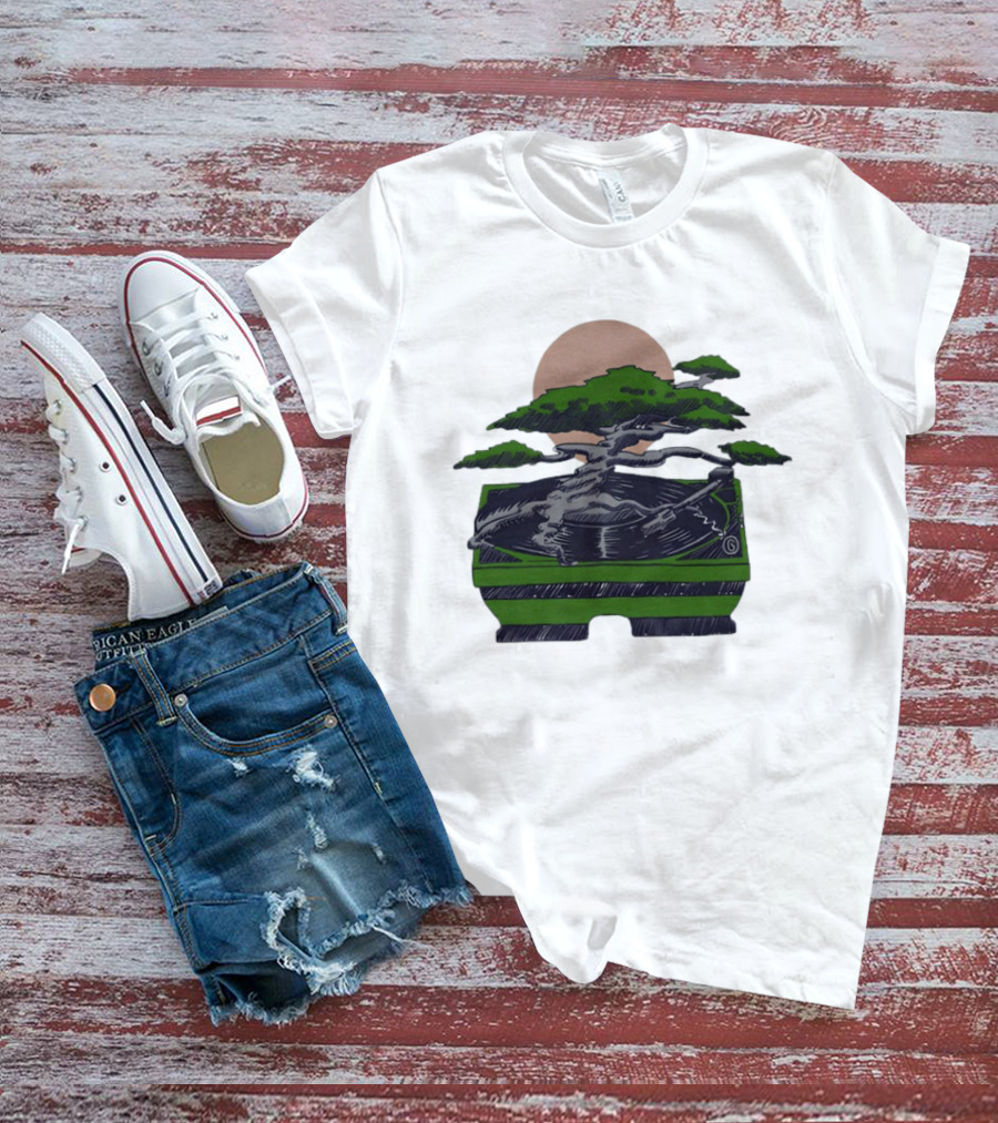 Zach Dempsey Bonsai Record Turntable Moon T-Shirt