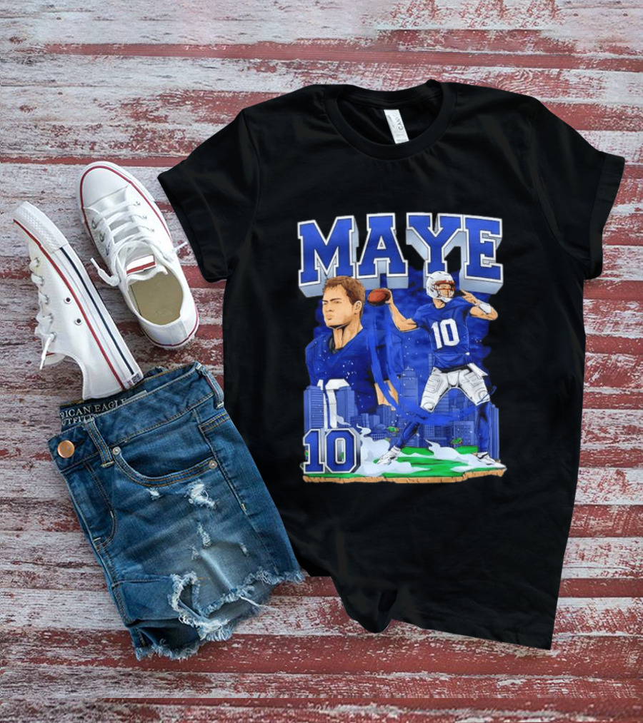 Maye Number 10 Quarterback Football Player City Skyline T-Shirt