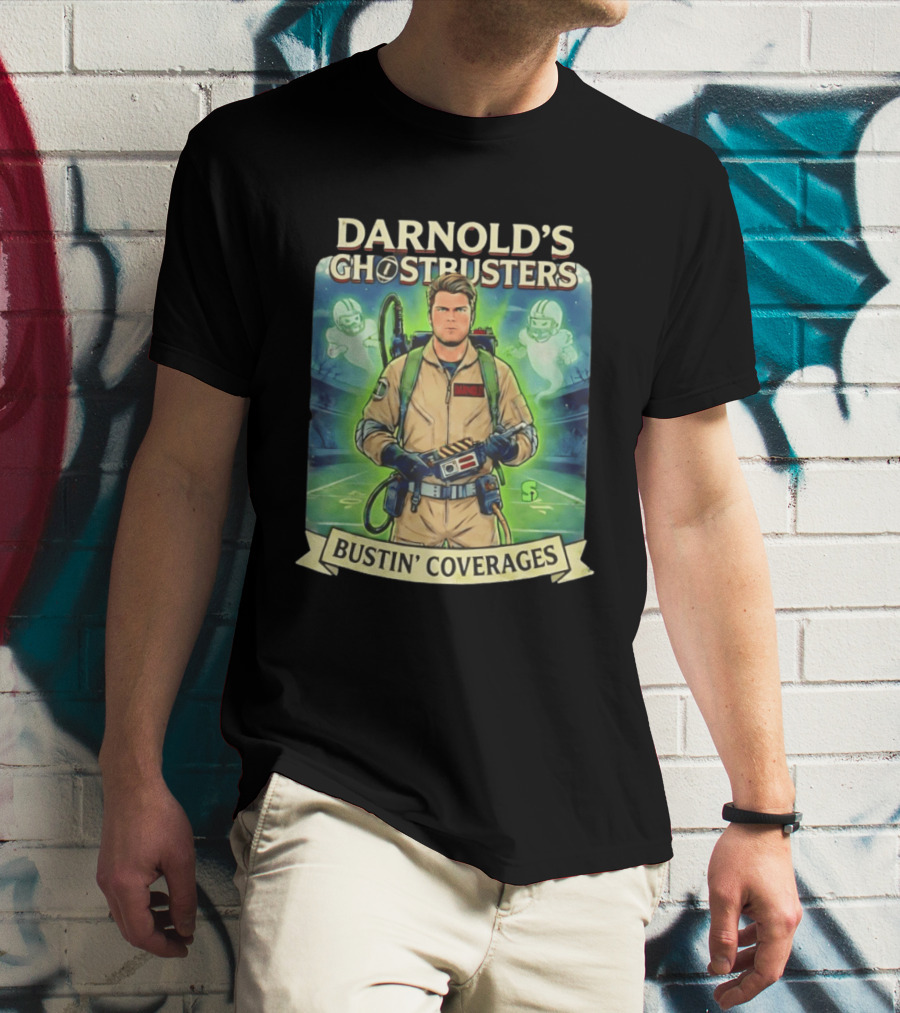Darnold's Ghostbusters Bustin' Coverages Paranormal NFL Football Action T-Shirt