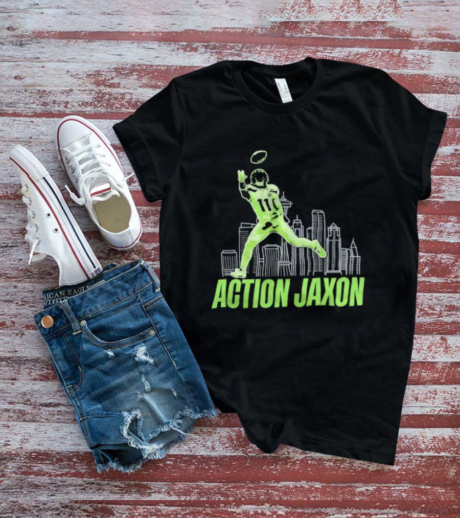 Seattle Football Jaxon Smith Njigba Action Jaxon Skyline T-Shirt
