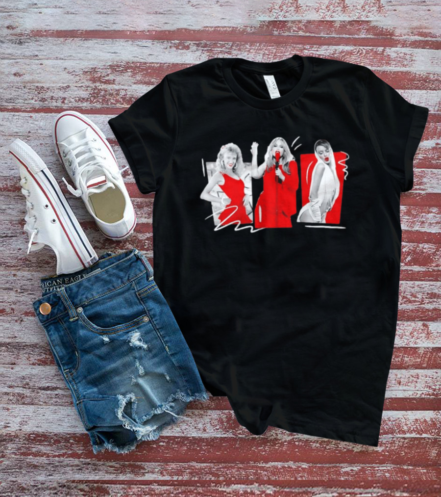Kylie Minogue Evolution Red Outfit Collage T-Shirt