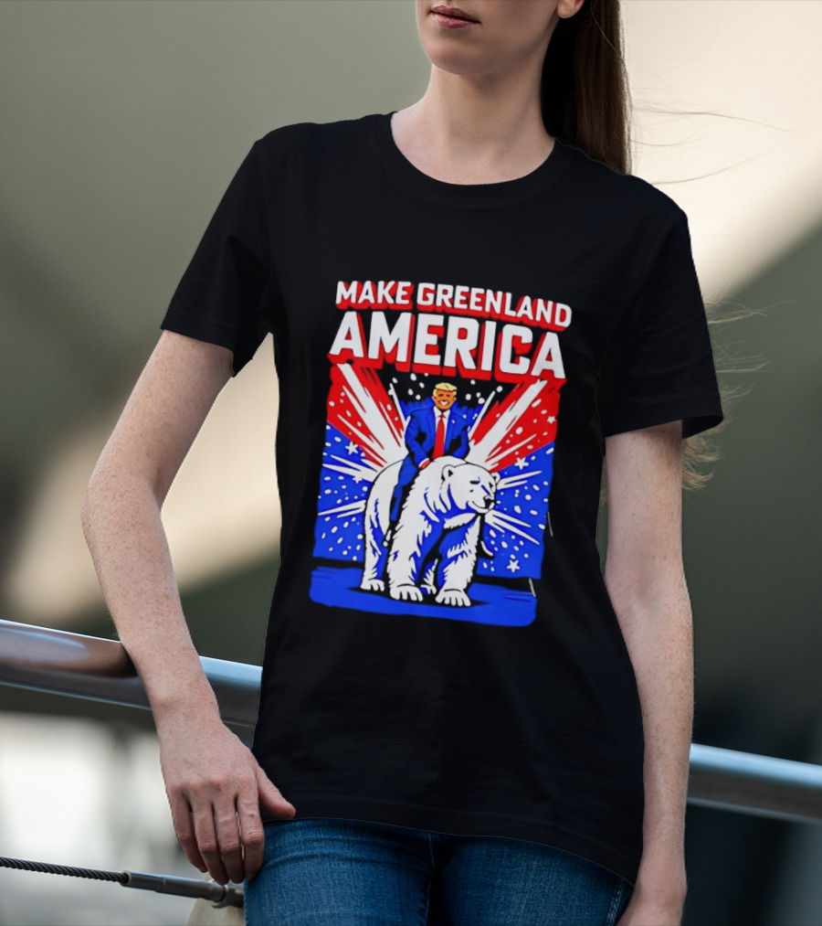 Make Greenland America Trump Riding Polar Bear T-Shirt