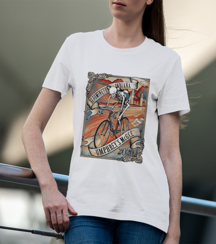 Umphrey's McGee Bloomington Indiana 2026 Skeleton Cycling T-Shirt