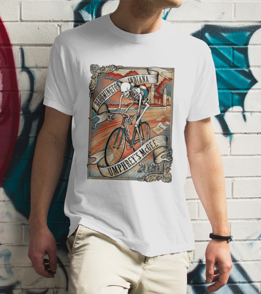 Umphrey's McGee Bloomington Indiana 2026 Skeleton Cycling T-Shirt