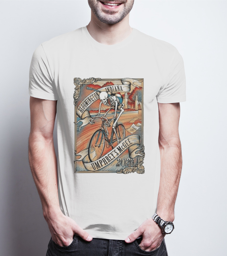 Umphrey's McGee Bloomington Indiana 2026 Skeleton Cycling T-Shirt
