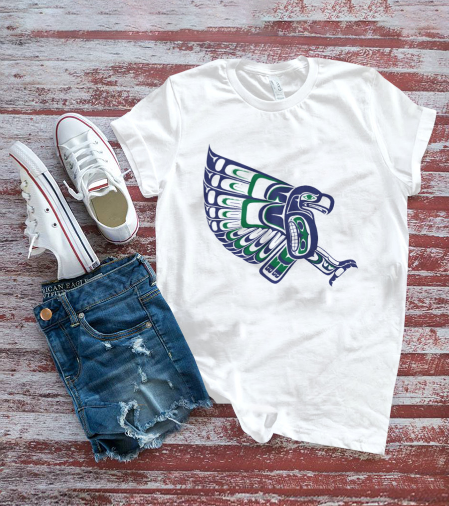 Seattle Football Native American Inspired Hawk Bird Wing T-Shirt