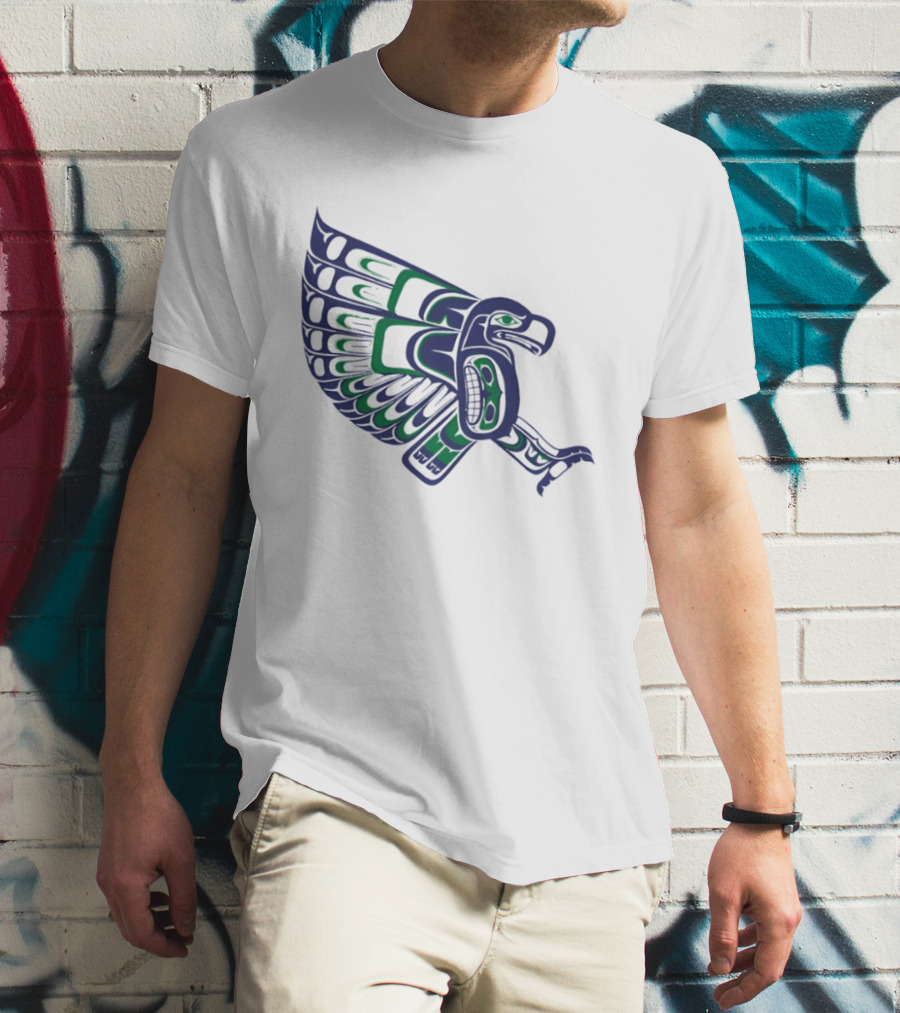 Seattle Football Native American Inspired Hawk Bird Wing T-Shirt