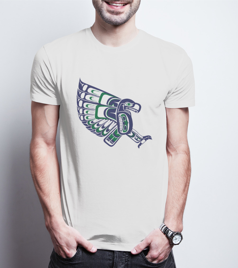 Seattle Football Native American Inspired Hawk Bird Wing T-Shirt