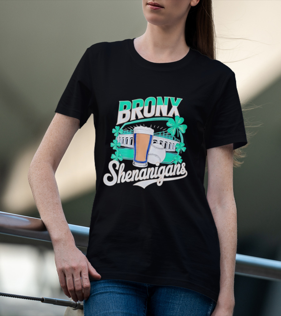 Bronx Shenanigans Beer Baseball Stadium Clover St Patricks Day 2026 T-Shirt