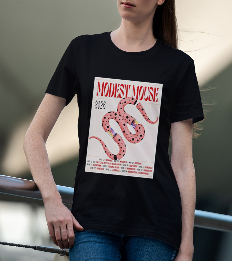 Modest Mouse Tour 2026 Spokane Missoula Bozeman Asheville Salt Lake City Sayreville Virginia Beach Wilmington Manchester T-Shirt