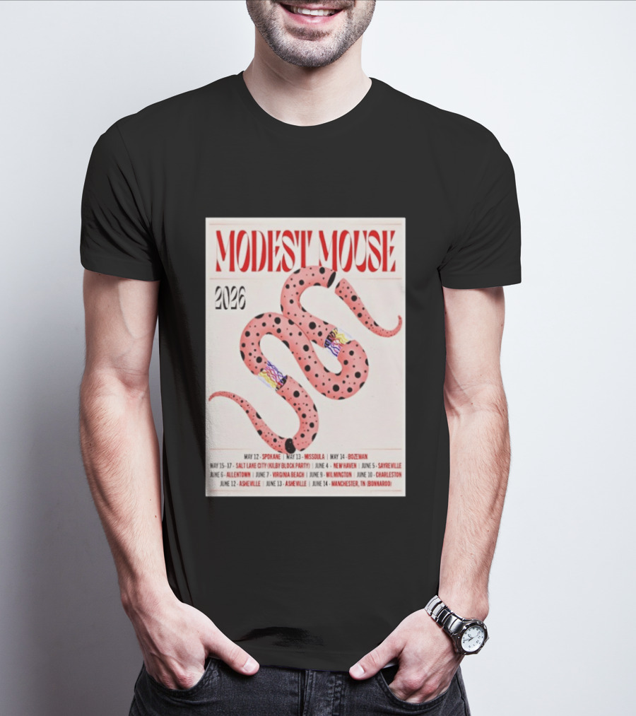 Modest Mouse Tour 2026 Spokane Missoula Bozeman Asheville Salt Lake City Sayreville Virginia Beach Wilmington Manchester T-Shirt
