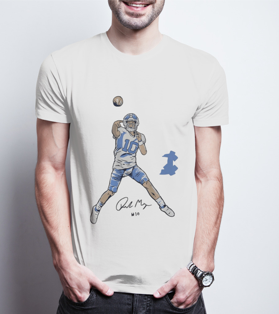 Drake Maye 10 North Carolina Tar Heels Football Pro Pose T-Shirt