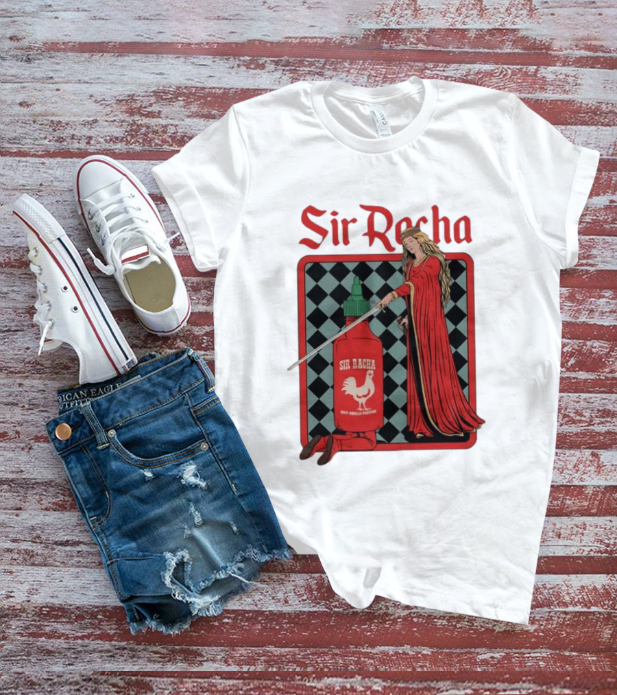Sir Racha Hot Chilli Pepper Sauce Medieval Knight And Lady T-Shirt