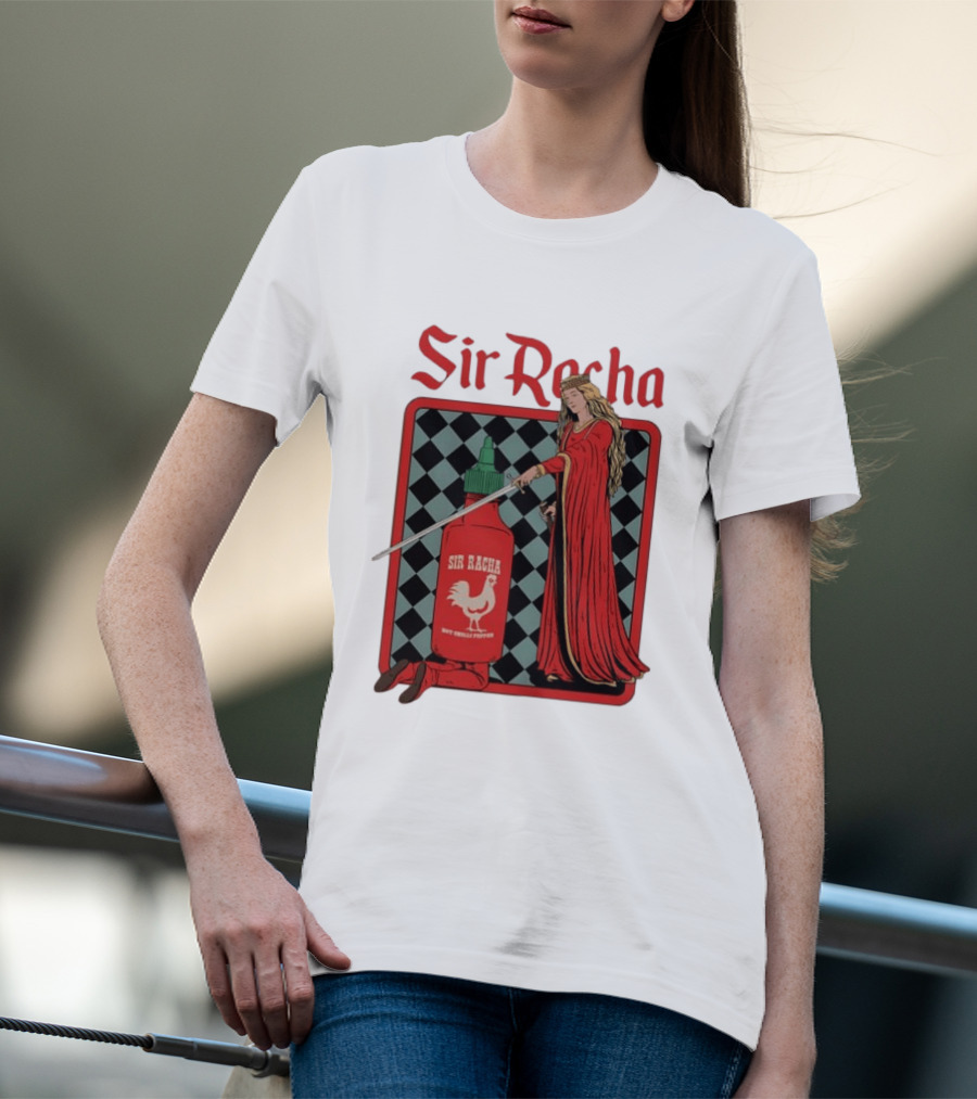 Sir Racha Hot Chilli Pepper Sauce Medieval Knight And Lady T-Shirt