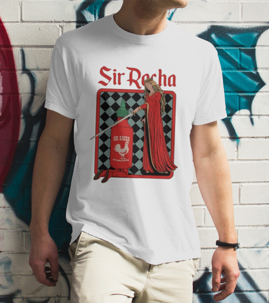 Sir Racha Hot Chilli Pepper Sauce Medieval Knight And Lady T-Shirt