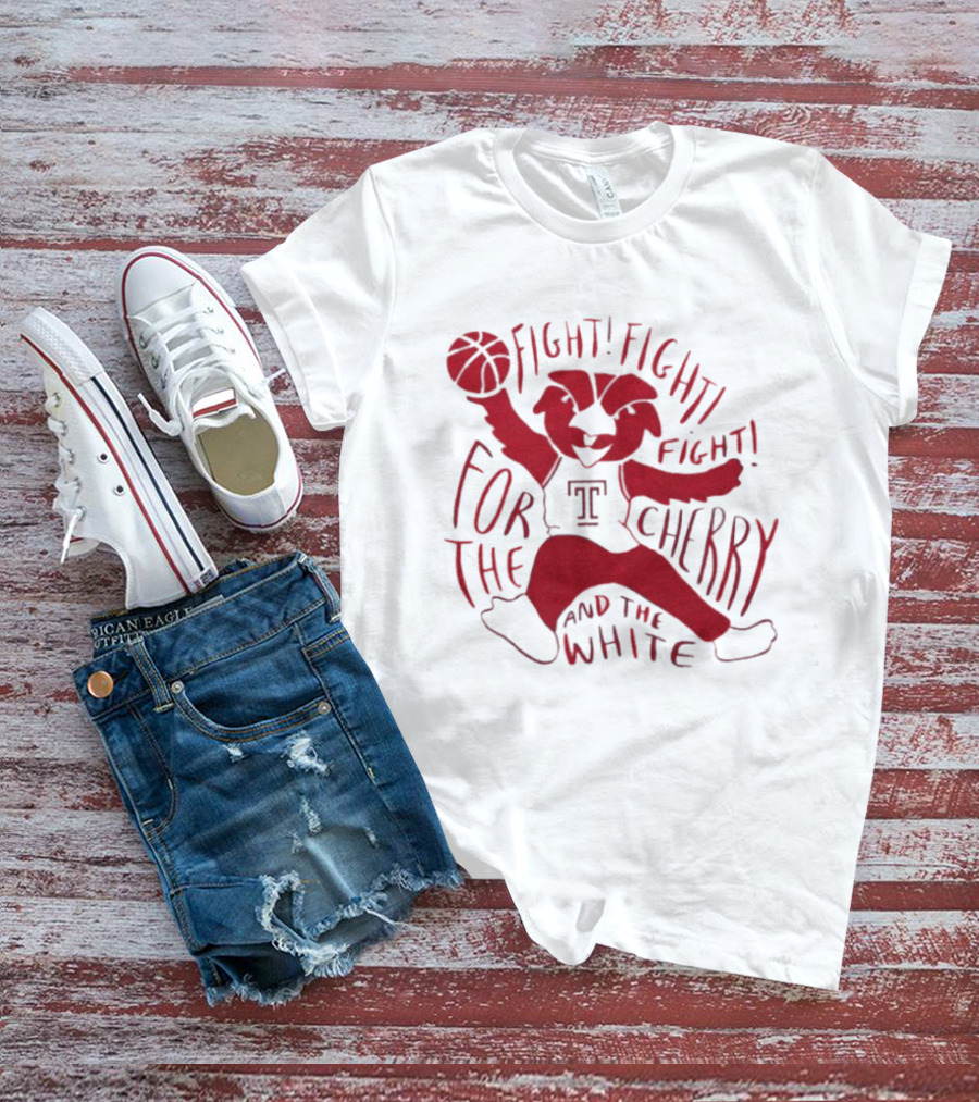 Temple Owls Mascot Fight For The Cherry And The White T-Shirt