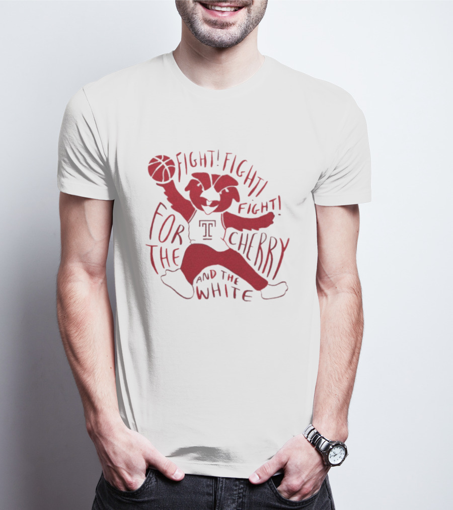 Temple Owls Mascot Fight For The Cherry And The White T-Shirt