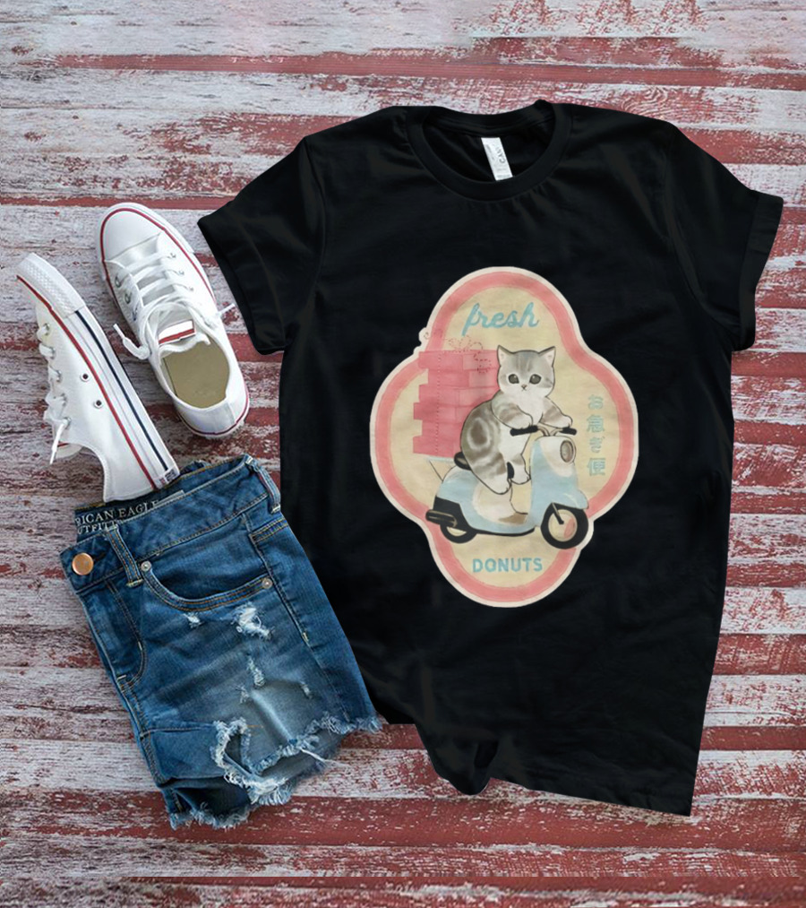 Fresh Cat Mofusand Donuts Delivery Scooter Japan T-Shirt