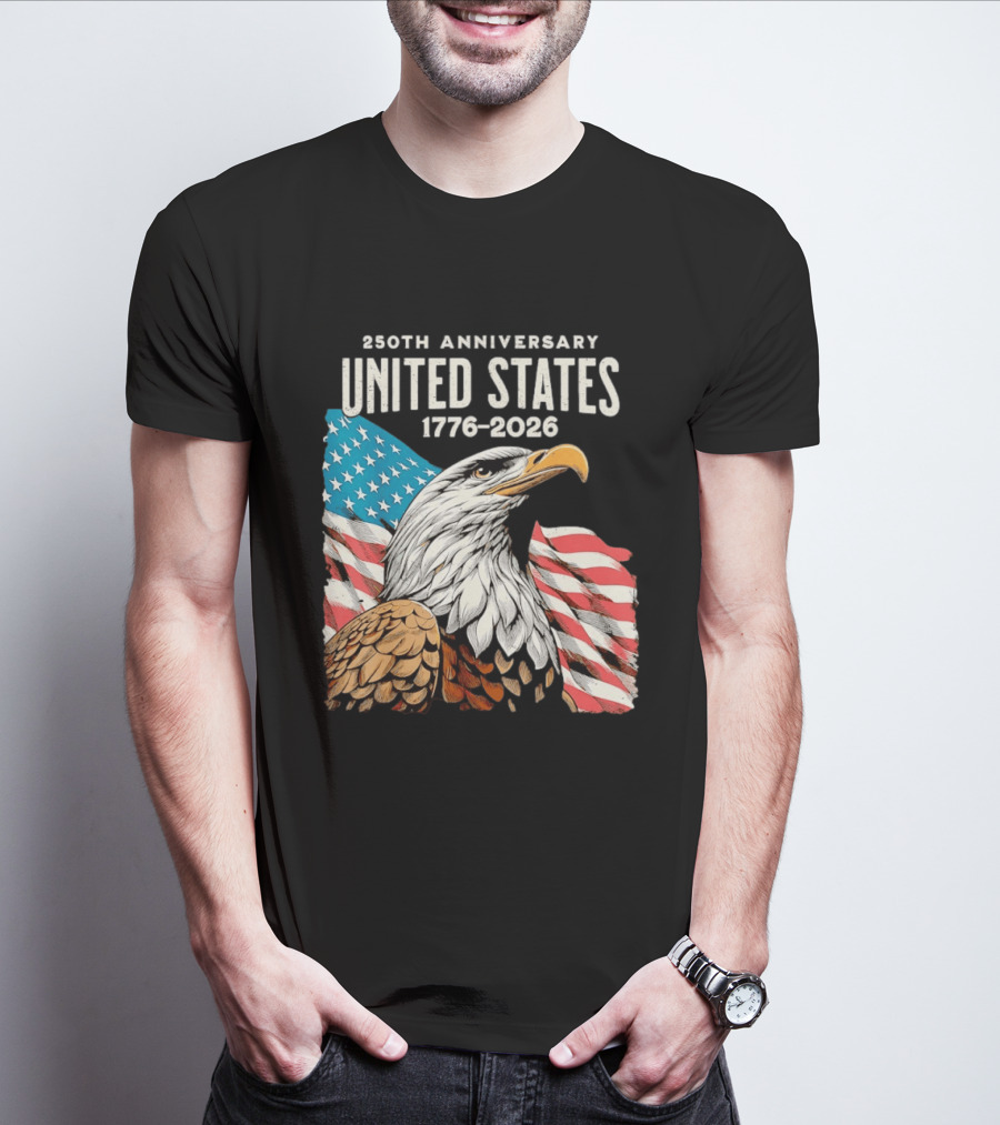 250th Anniversary United States 1776 2026 Bald Eagle And American Flag T-Shirt