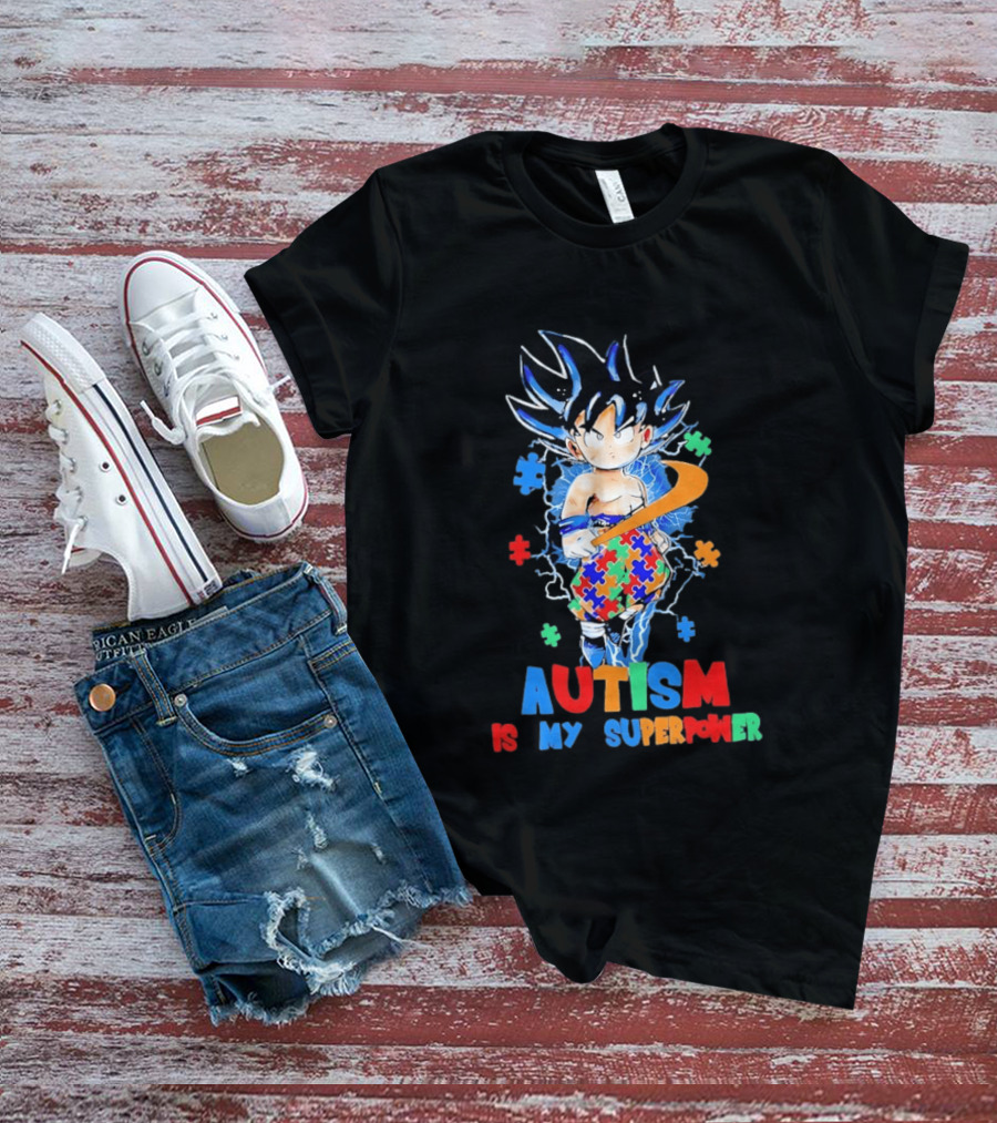 Dragon Ball Son Goku Autism Is My Superpower Puzzle Piece T-Shirt