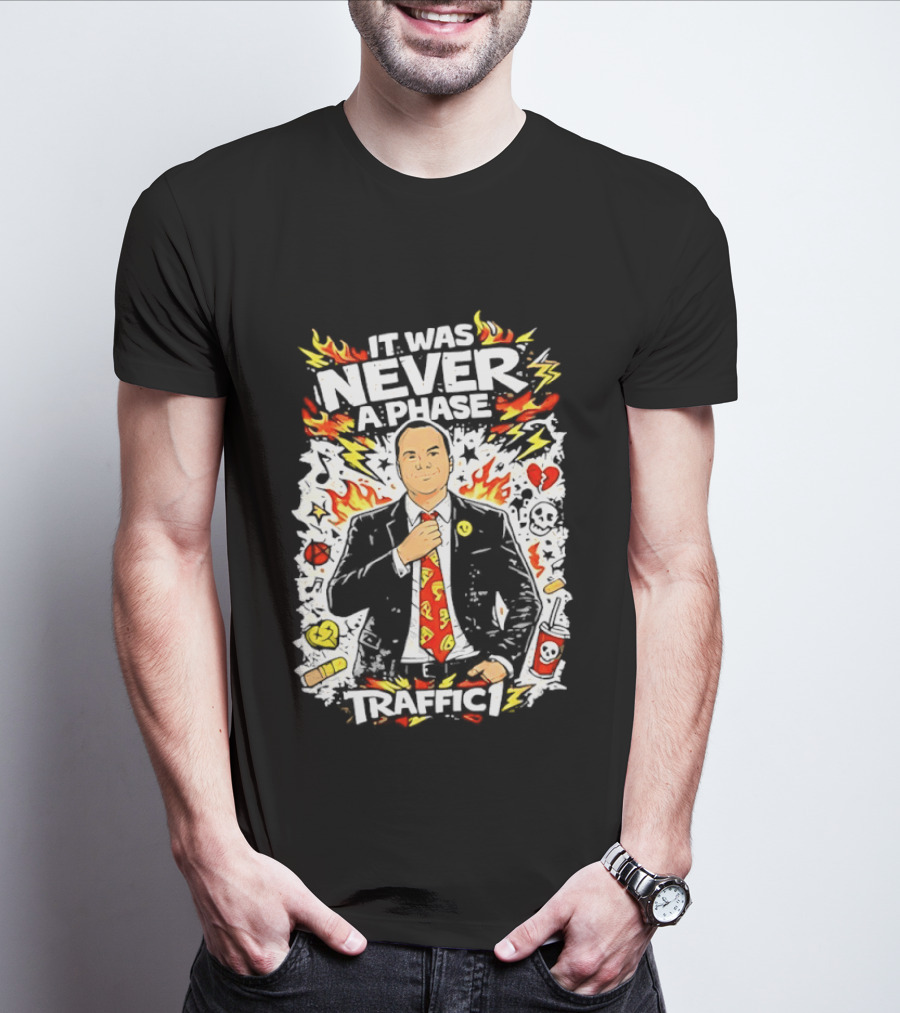 It Was Never A Phase Pop Punk Forever Fire Flames Pizza Hearts T-Shirt