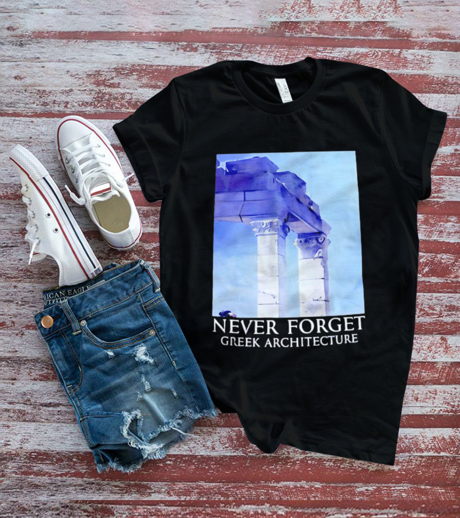 Never Forget Greek Architecture Two Columns T-Shirt