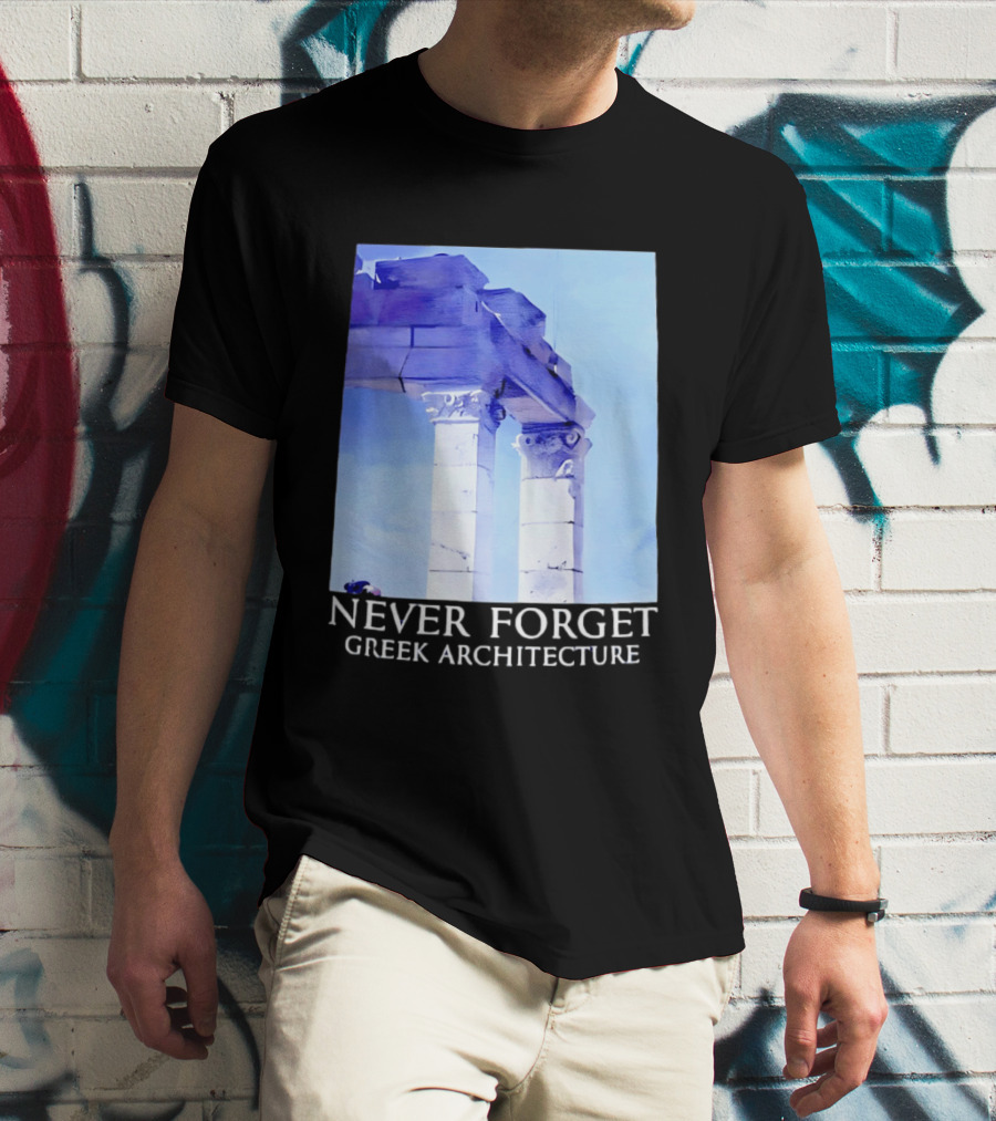 Never Forget Greek Architecture Two Columns T-Shirt