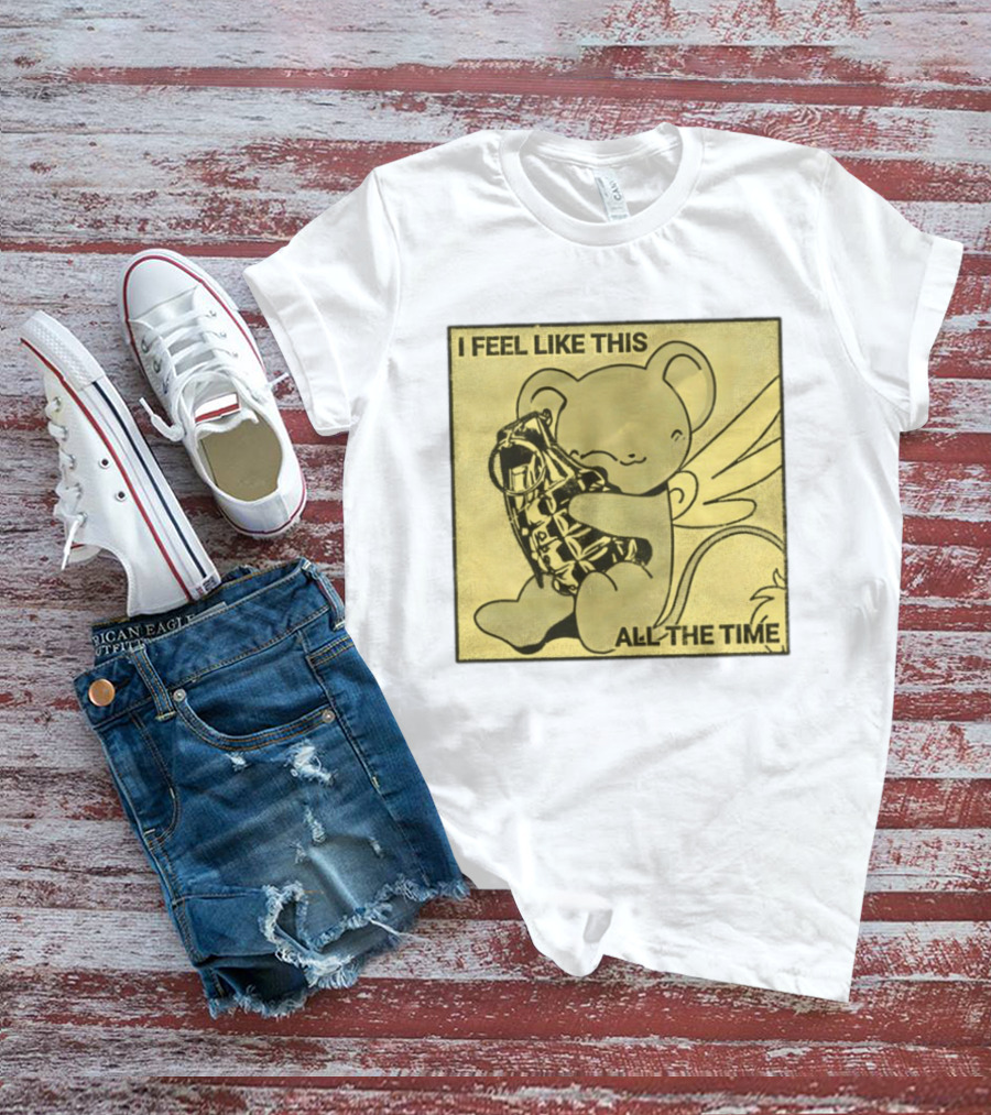I Feel Like This All The Time Cute Winged Bear Hugging Grenade T-Shirt