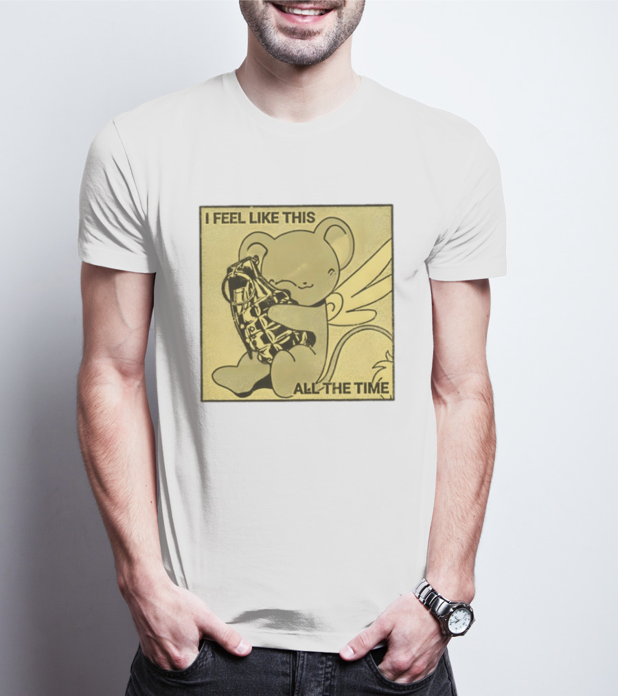 I Feel Like This All The Time Cute Winged Bear Hugging Grenade T-Shirt