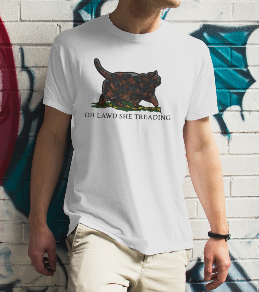 Oh Lawd She Treading Black Cat Walking On Snake T-Shirt