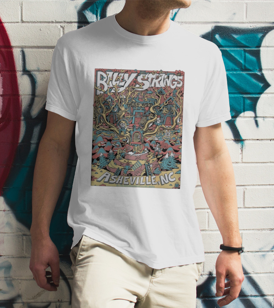 Billy Strings Asheville North Carolina 2026 Night 4 Vibrant Treehouse Fantasy Scene T-Shirt