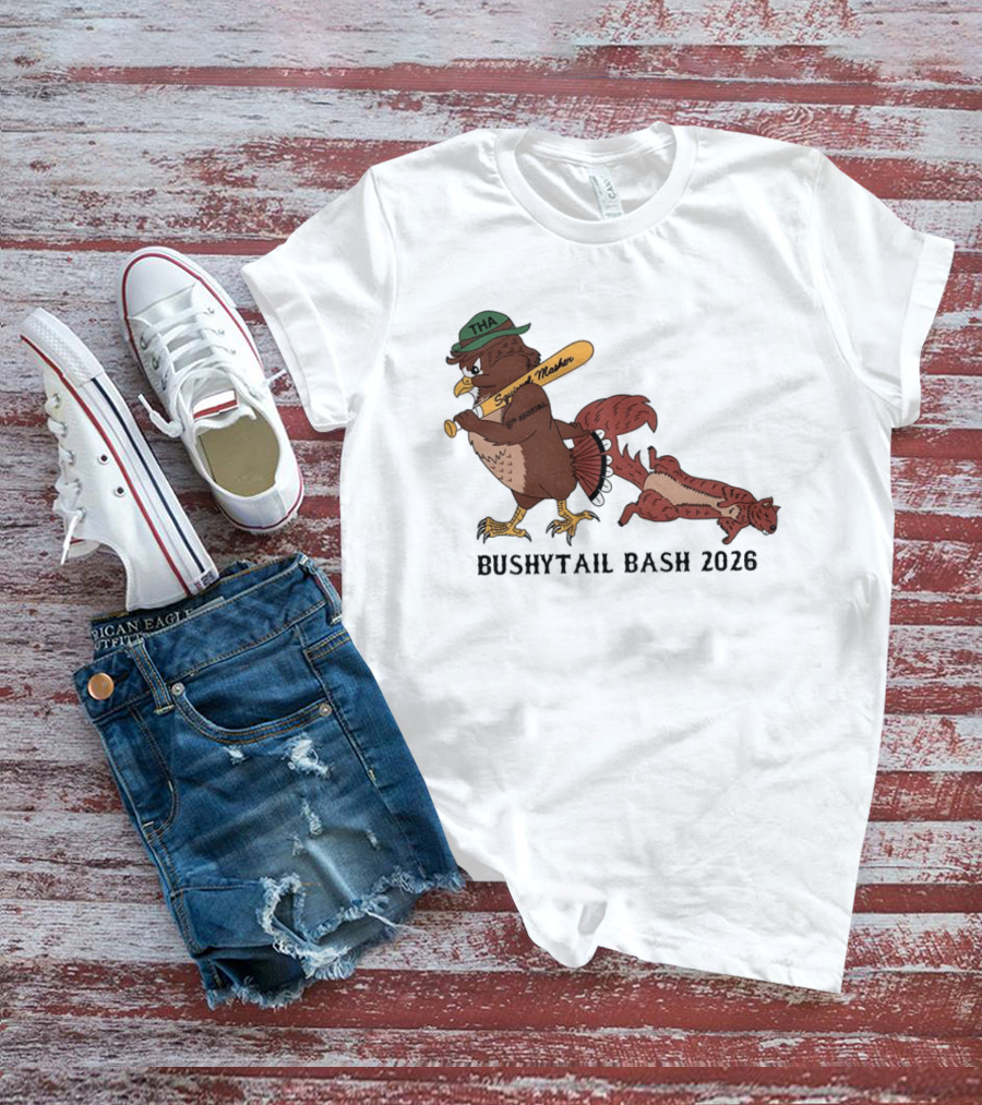 Bushytail Bash 2026 THA Squirrel Masher Owl Baseball T-Shirt