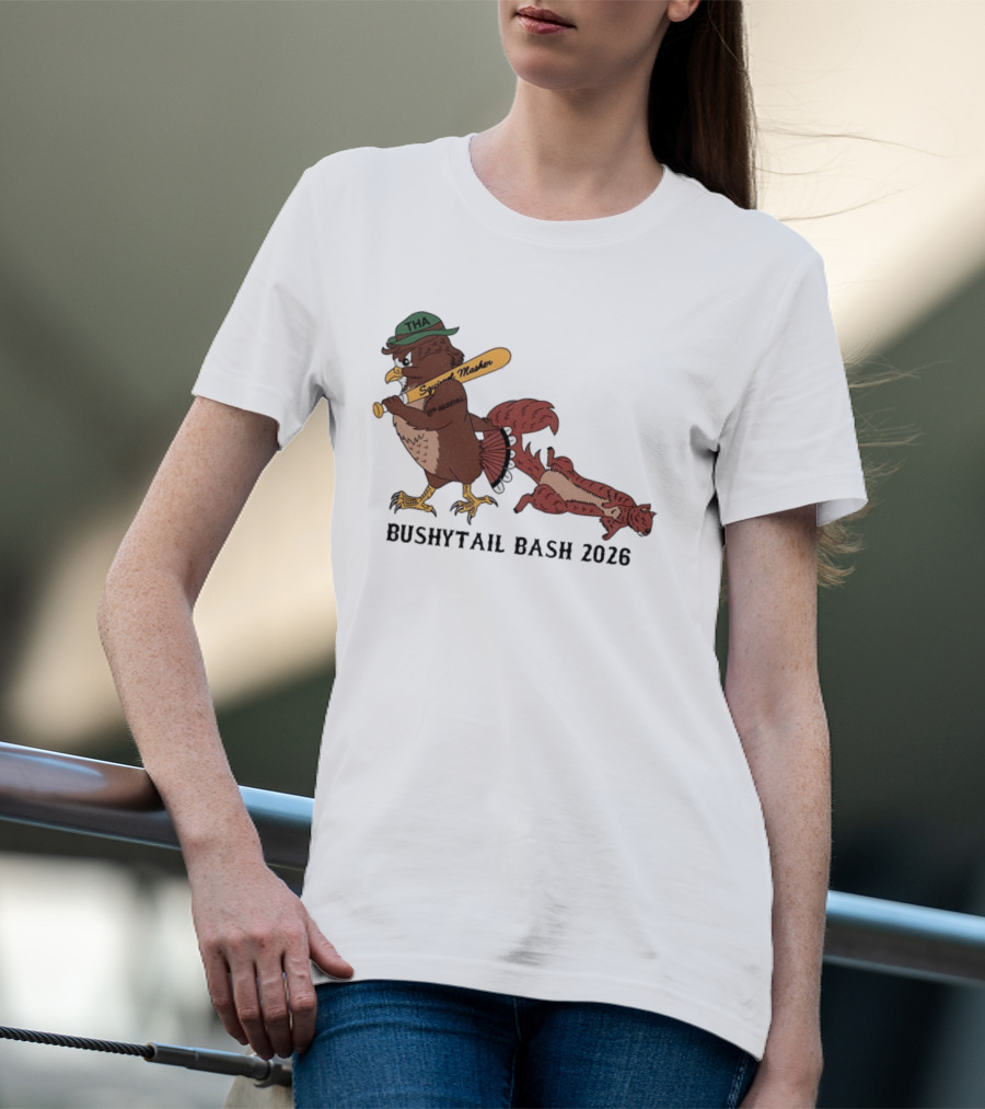 Bushytail Bash 2026 THA Squirrel Masher Owl Baseball T-Shirt